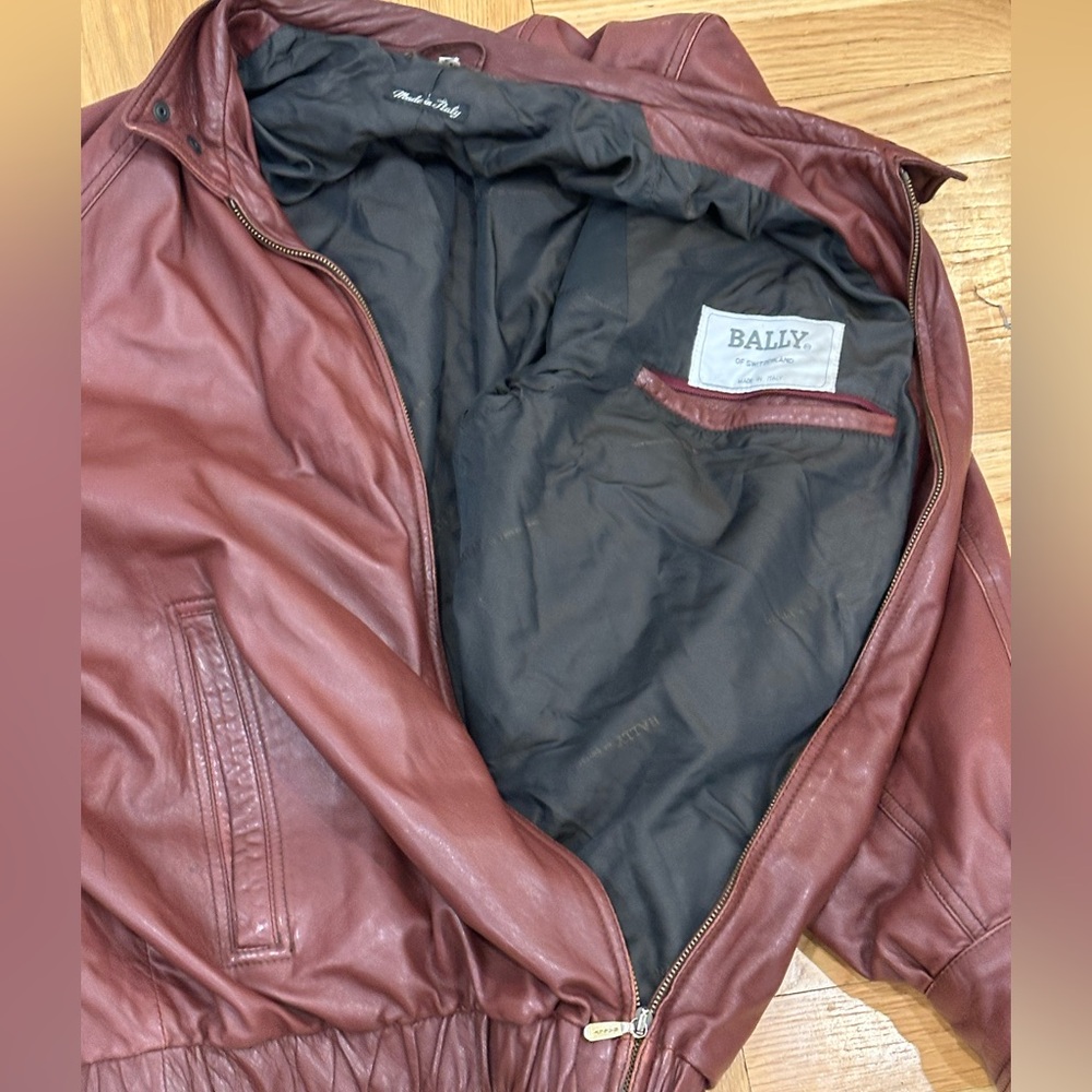 Bally Men’s Brown  Leather Bomber Jacket with Black Lining